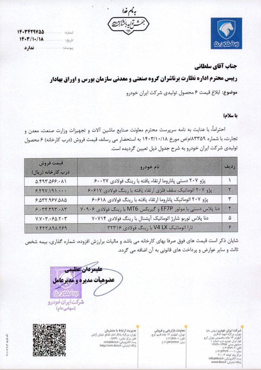 قیمت جدید ایران‌خودرو با رینگ فولادی اعلام شد