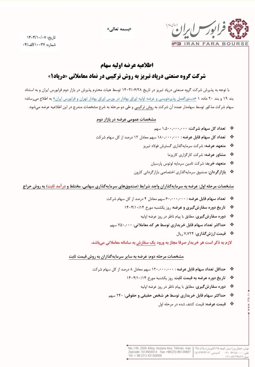 جزییات عرضه اولیه درپاد در فرابورس + زمان عرضه زمان عرضه اولیه درپاد