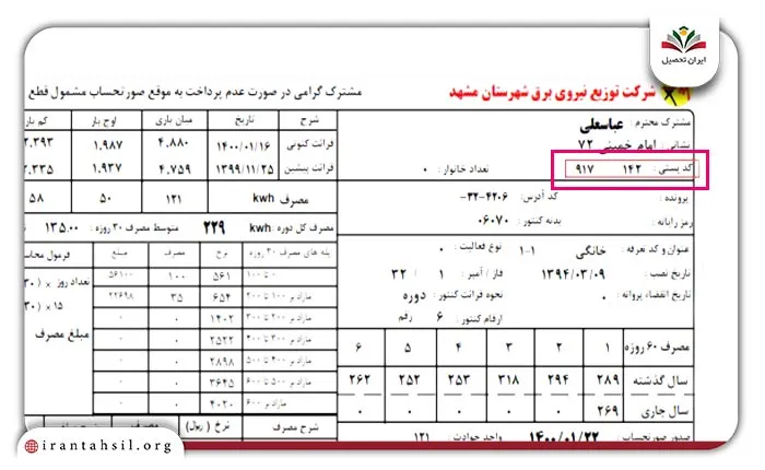 نحوه دریافت کدپستی از روی شناسه قبض برق