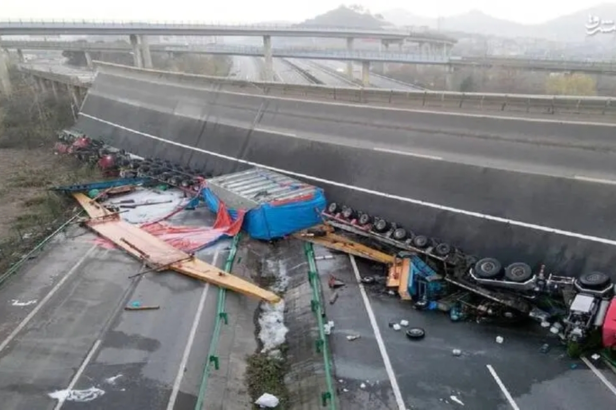 فیلم| فروریختن پل هونگچی در چین