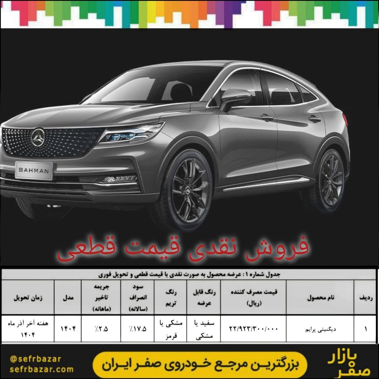 ثبت نام بهمن موتور با تحویل فوری امروز ۲۸ آبان ۱۴۰۴+ قیمت قطعی+ شرایط و لینک ثبت نام