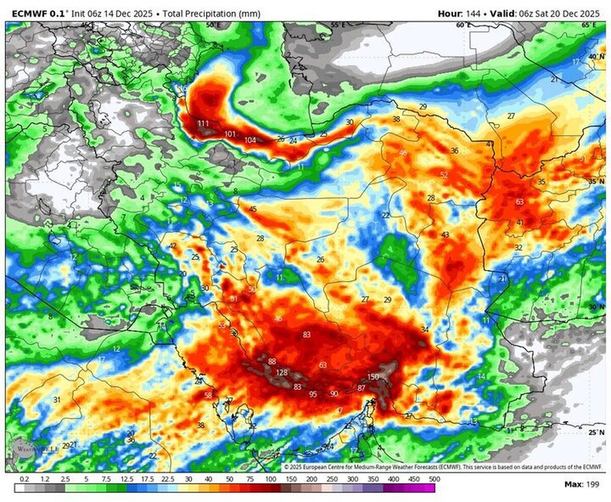 هشدار بارش شدید برف و باران در سراسر کشور به جز ۲ استان
