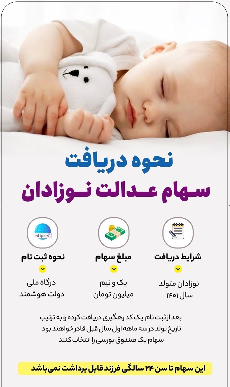 ثبت نام نوزادان سهام عدالت