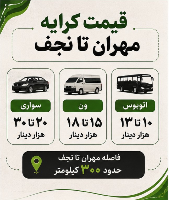 کرایه از مرز مهران تا نجف