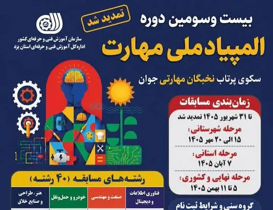 مهلت ثبت&zwnj;نام بیست&zwnj;وسومین دوره المپیاد ملی مهارت تمدید شد