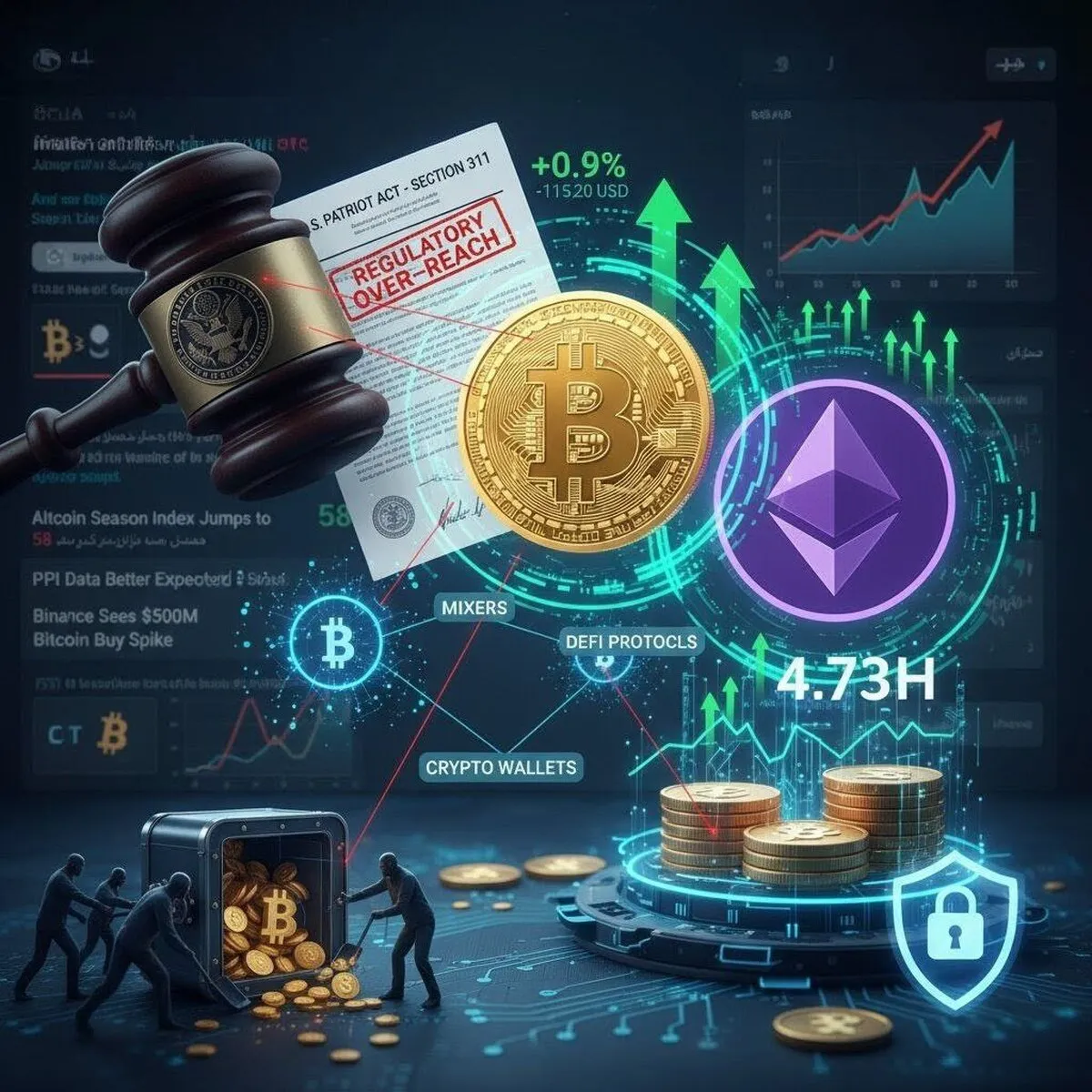 رشد بیت‌کوین و اتریوم همزمان با فشارهای خزانه‌داری آمریکا