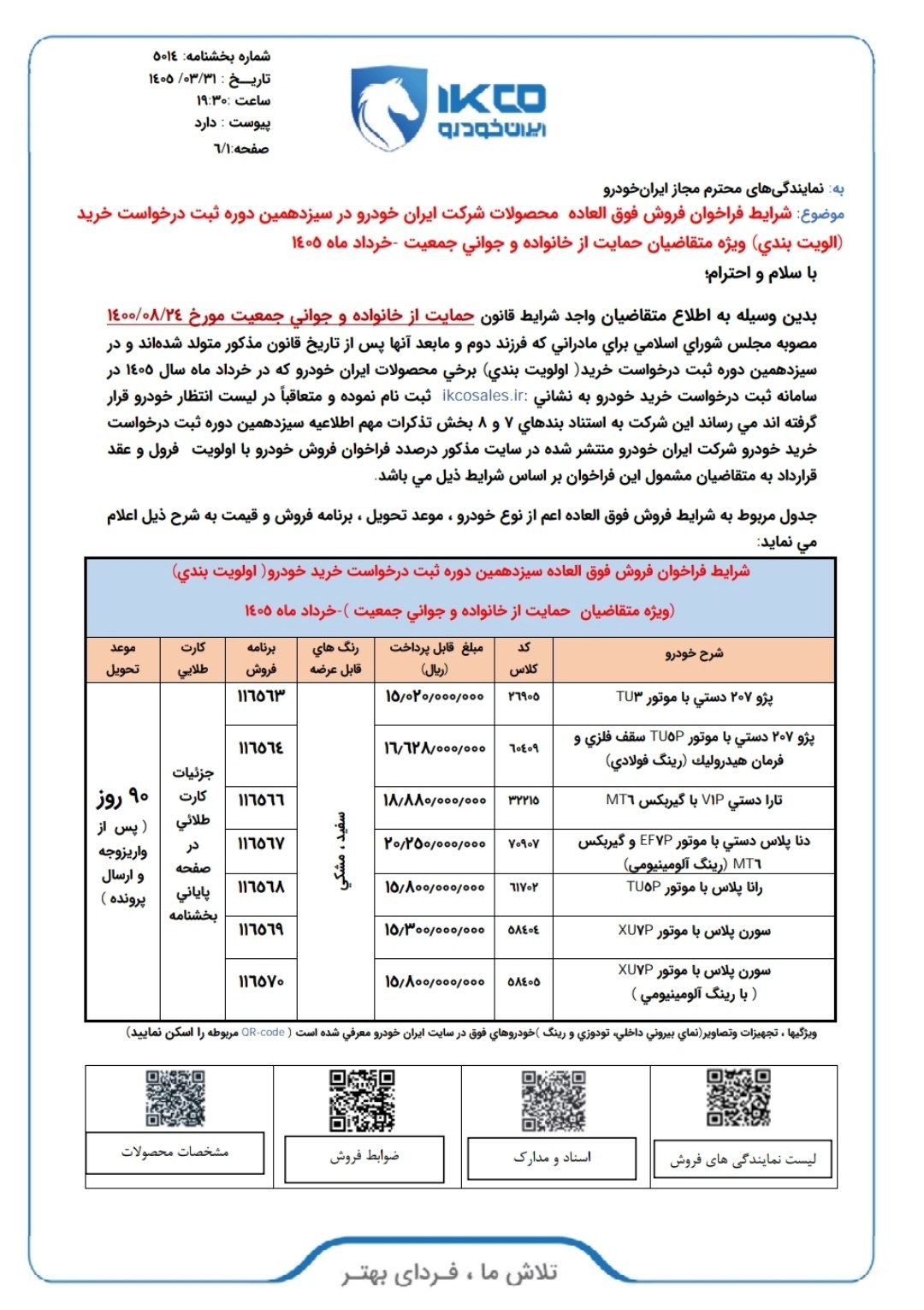مهلت واریز وجه ایران خودرو + شرایط ثبت درخواست ایران خودرو و جدول قیمت فروش فوری ایران خودرو مهلت واریز وجه ایران خودرو