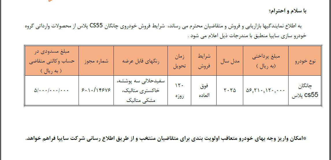 ثبت نام چانگان cs55