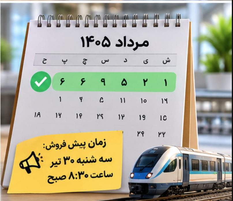 جزئیات پیش فروش بلیت قطار مرداد ۱۴۰۵ پیش فروش بلیت قطار مرداد
